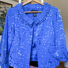 Load image into Gallery viewer, Blue Ruffle Collar Jacket