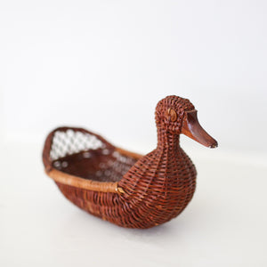 Small Wicker Duck Basket With Wooden Beak