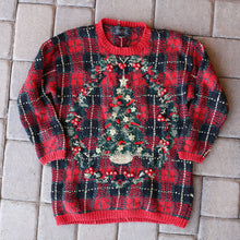 Load image into Gallery viewer, Plaid Peace Sign Christmas Tree Sweater