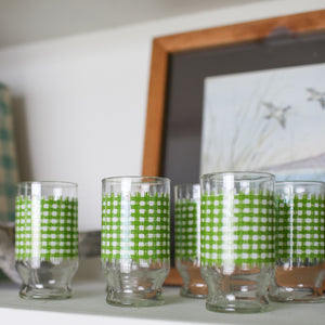 Green Gingham Juice Glass Set