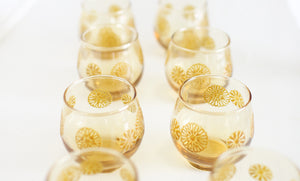 Amber Flower Glass Set