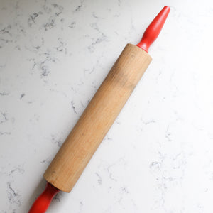 Wooden Rolling Pin With Red