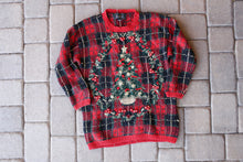 Load image into Gallery viewer, Plaid Peace Sign Christmas Tree Sweater