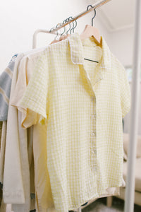 Yellow Gingham Button Up