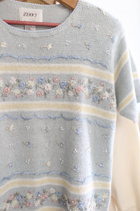 Floral and Pearl Short Sleeve Knit