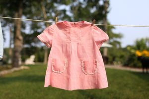 Handmade Pink Gingham Dress: 6M - 12M