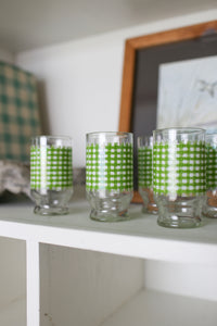 Green Gingham Juice Glass Set