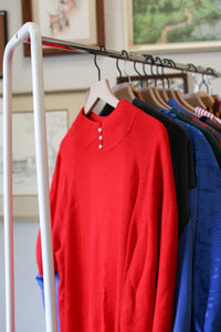 Red Sweater With Pearl Collar