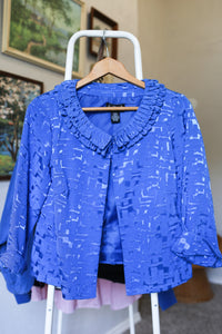 Blue Ruffle Collar Jacket