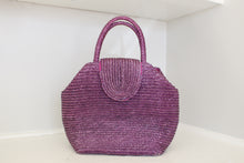 Load image into Gallery viewer, Purple Straw Tote