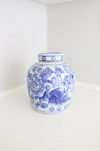 Load image into Gallery viewer, Blue and White Floral and Butterfly Jar