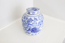 Load image into Gallery viewer, Blue and White Floral and Butterfly Jar