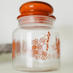 Orange Floral Butterfly Canister