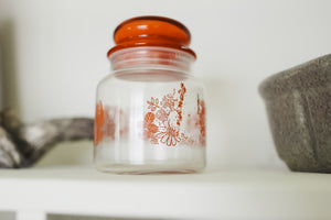 Orange Floral Butterfly Canister