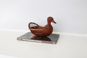 Small Wicker Duck Basket With Wooden Beak