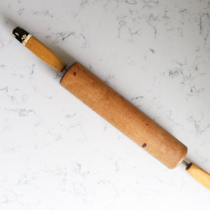 Wooden Rolling Pin With Black and White