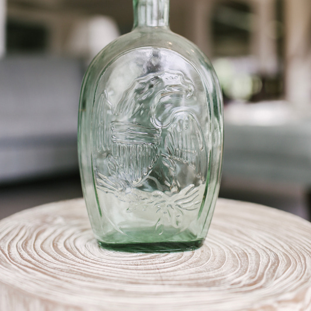 Lady Liberty and Eagle Glass Bottle